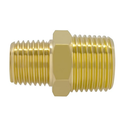 123-N1-N3 FLOFLEX BRASS PIPE FITTING<BR>REDUCING HEX NIPPLE 1/8" MALE X 3/8" MALE NPT